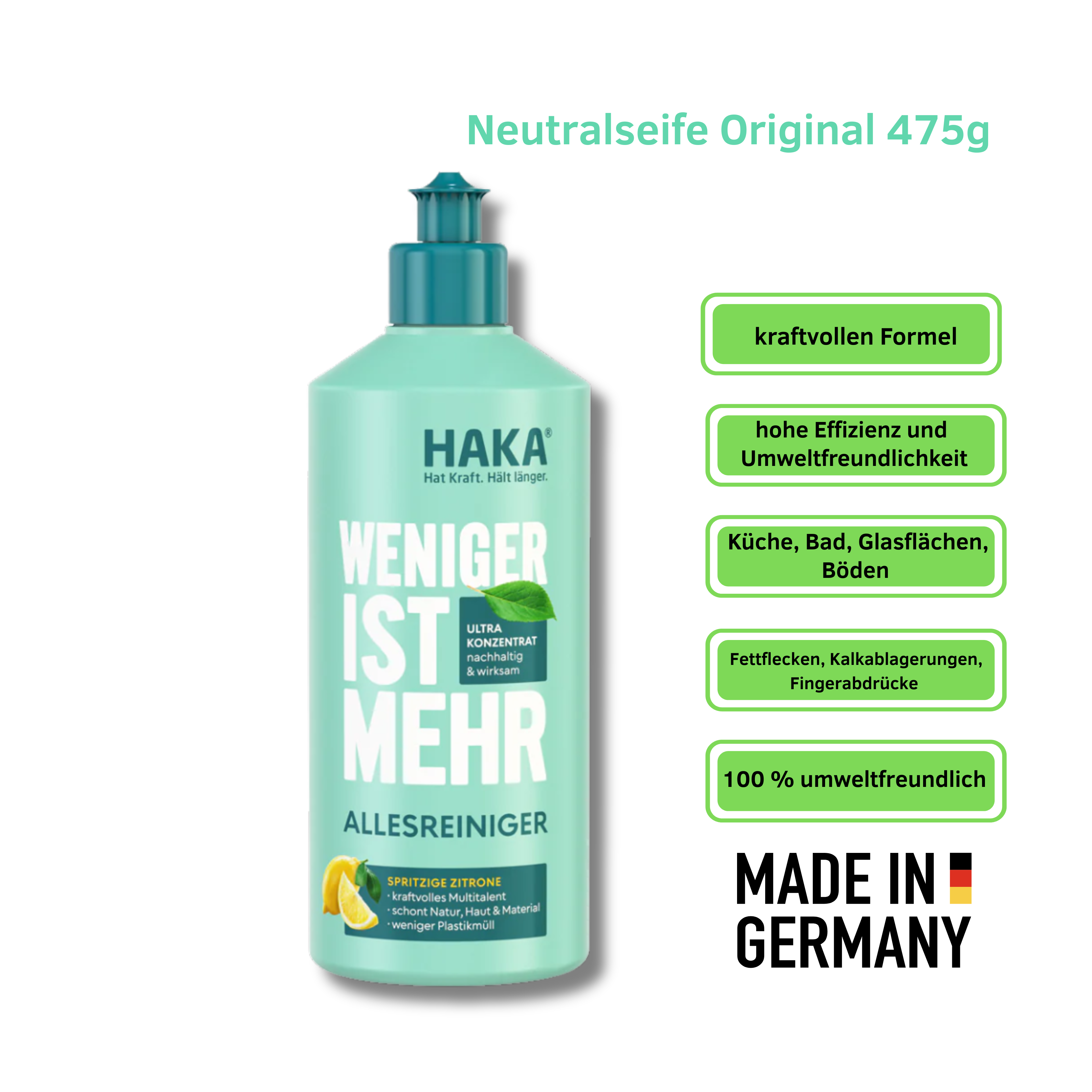 Neutralseife 475 g – sanfter Allesreiniger für Haushalt HAKA 00101