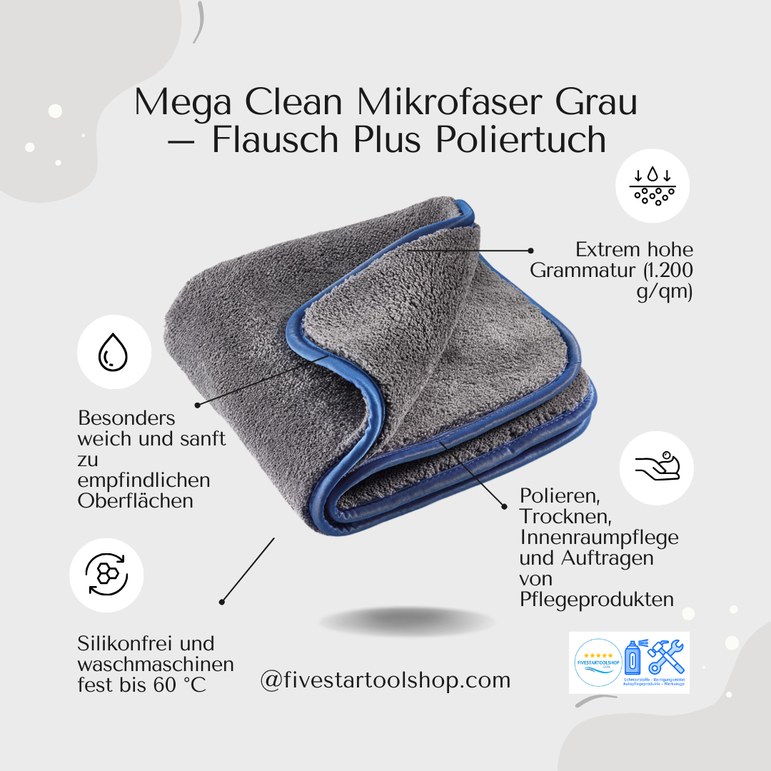 Mega Clean Mikrofaser Grau – Flausch Plus Poliertuch