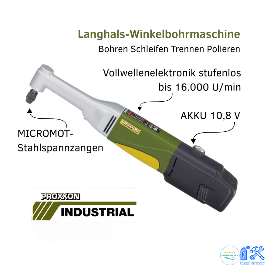 Die Proxxon Akku-Langhals-Winkelbohrmaschine LWB/A 29805 ist die ideale Lösung für präzises Arbeiten