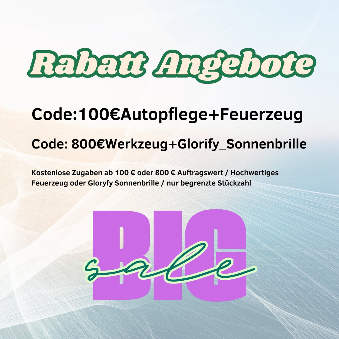 Rabattcode Aktionen Zugabe hochwertige Feuerzeug und Sonnenbrille (nur solange Vorrat reicht) - fivestartoolshop.com