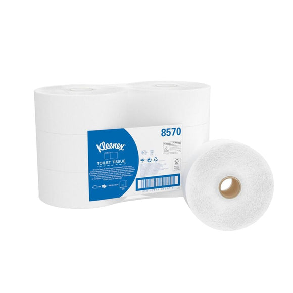 Kleenex® Toilettenpapier - Großrolle / Weiß /190 - 6 Rolls  x 500 Toilet Tissue Sheets | Karton (6 Rollen)