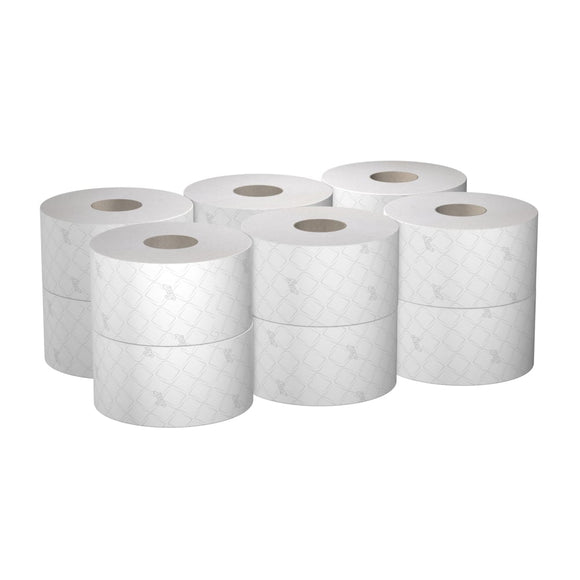 Scott® ESSENTIAL™ Toilettenpapier - Großrolle / Weiß - 12 Rolls  x 474 Toilet Tissue Sheets | Karton (12 Rollen)