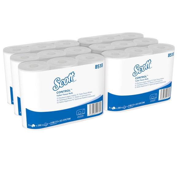 Scott® Control™ Toilettenpapier - Standard / Weiß - 6 Packs  x 6 small rolls  x 350 Toilet Tissue Sheets | Karton (6 Päckchen)
