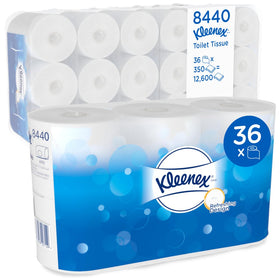 Kleenex® Toilettenpapier - Standard / Weiß - 6 Packs  x 6 small rolls  x 350 Toilet Tissue Sheets | Karton (6 Päckchen)
