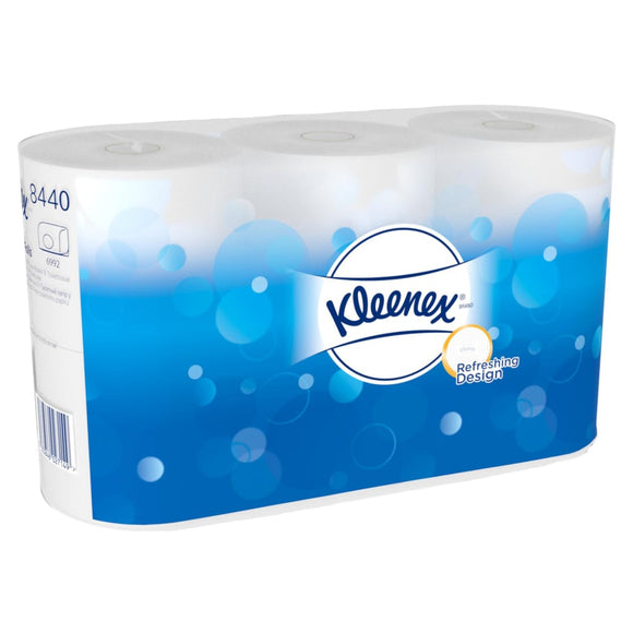 Kleenex® Toilettenpapier - Standard / Weiß - 6 Packs  x 6 small rolls  x 350 Toilet Tissue Sheets | Karton (6 Päckchen)