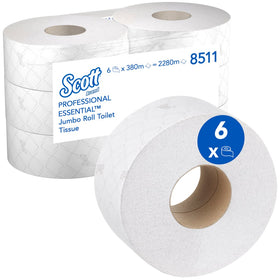 Scott® Essential™ Toilettenpapier - Maxi Jumbo / Weiß /380 - 6 Rolls  x 1 Toilet Tissue Sheet | Karton (6 Rollen)