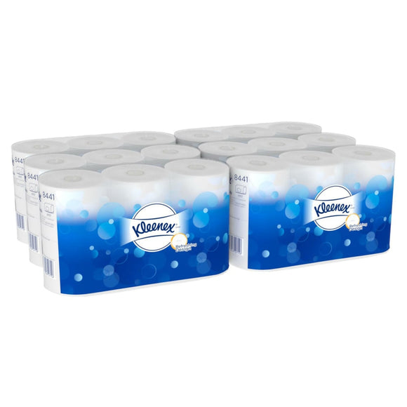 Kleenex® Toilettenpapier - Standard / Weiß - 6 Packs  x 6 small rolls  x 600 Toilet Tissue Sheets | Karton (6 Päckchen)