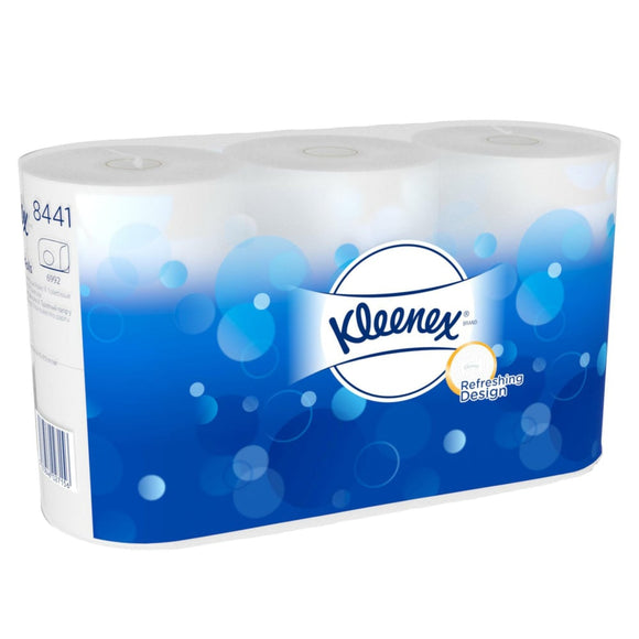 Kleenex® Toilettenpapier - Standard / Weiß - 6 Packs  x 6 small rolls  x 600 Toilet Tissue Sheets | Karton (6 Päckchen)