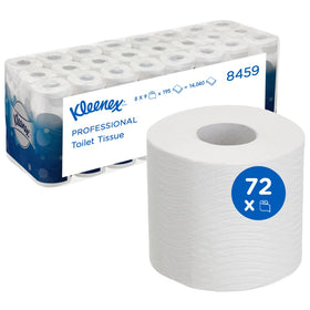 Kleenex® Toilettenpapierrollen - Kleinrollen / Weiß - 8 Packs  x 9 small rolls  x 195 Toilet Tissue Sheets | Karton (8 Päckchen)