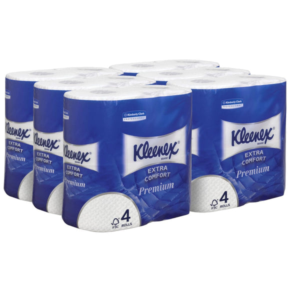 Kleenex® Toilettenpapierrollen - Kleinrollen / Weiß /160 sc - 6 Packs  x 4 small rolls  x 160 Toilet Tissue Sheets | Karton (6 Päckchen)