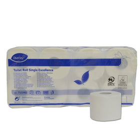 Toilettenpapier Single Excellence, Toilettentissue - feinste Qualität, reiner Zellstoff, 3-lagig, hochweiß, 250 Blätter/Rolle | Packung (8 Rollen)