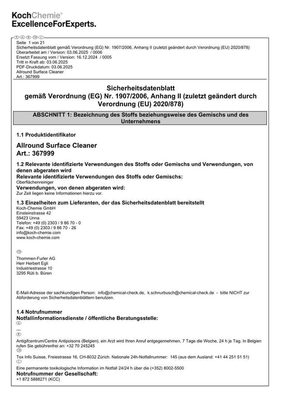 Spezialreiniger Asc 10 Liter Innen & Außen Koch Chemie – 367010