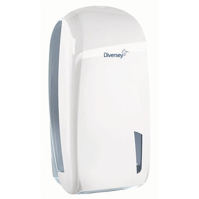 Einzelblatt-Toilettenpapierhalter, Spender für Toilettenpapier in Einzelblätter; Material: Kunststoff; Farbe: weiß/transparent; Grösse: 328 x 165 x 135 mm (HxBxT); passendes Papier 7523655 | Packung (1 Stück)