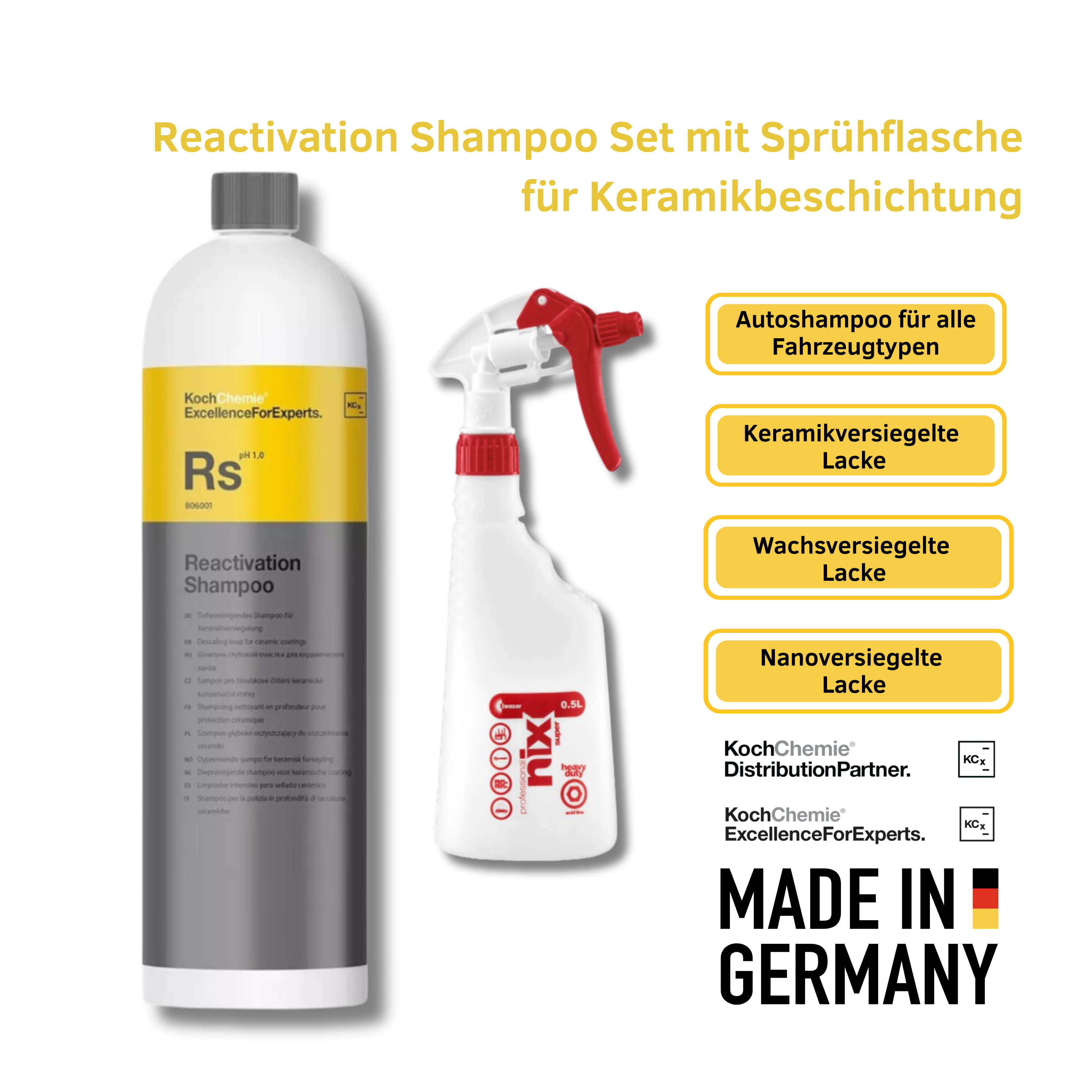 Koch Chemie Autoshampoo RS Set – 8x Reinigung + gratis Sprühflasche