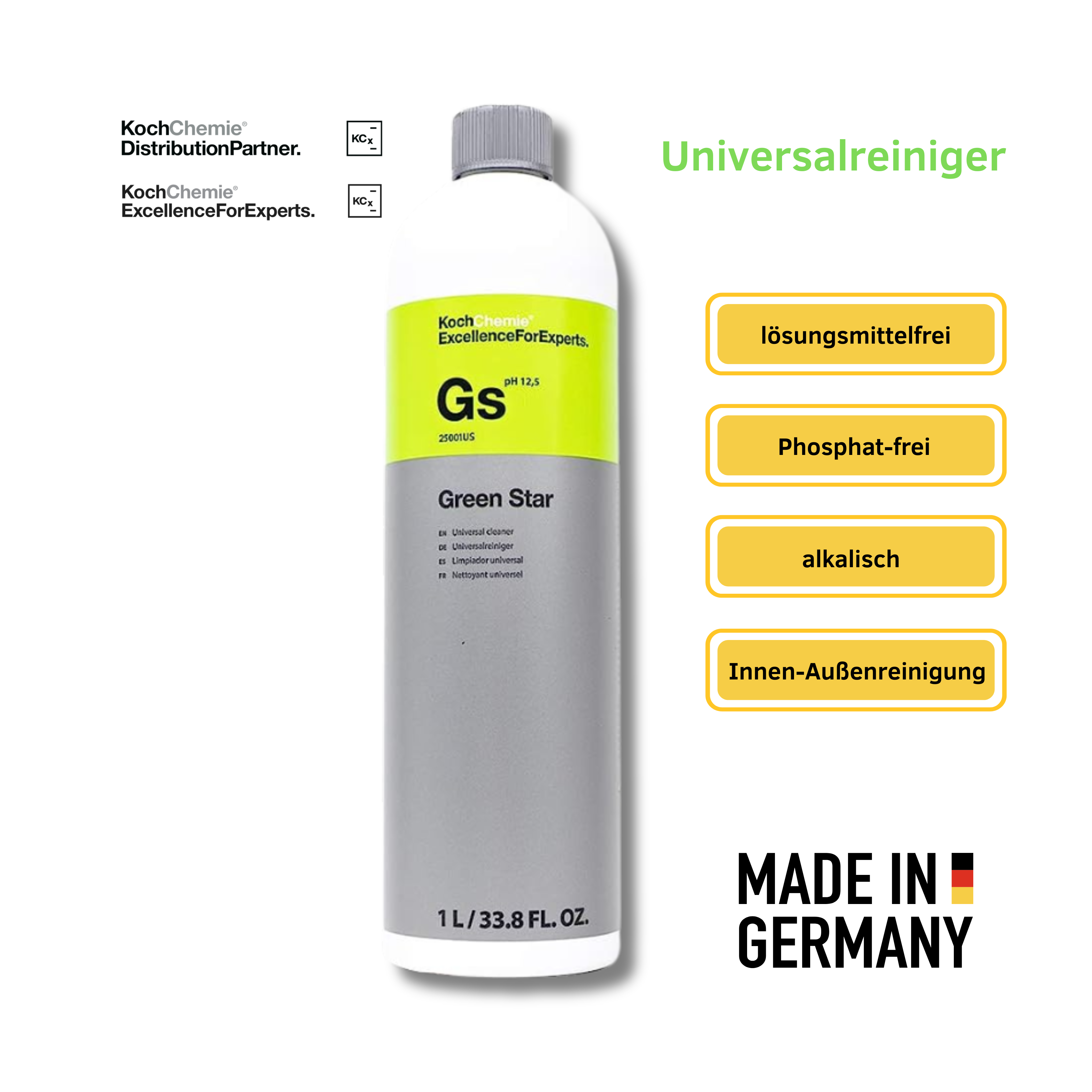 Koch Chemie - Alkalischer Universalreiniger Green Star Gs Motorwäsche 1 Liter - 291001