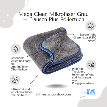 Mega Clean Mikrofaser Grau – Flausch Plus Poliertuch | 4251493100371