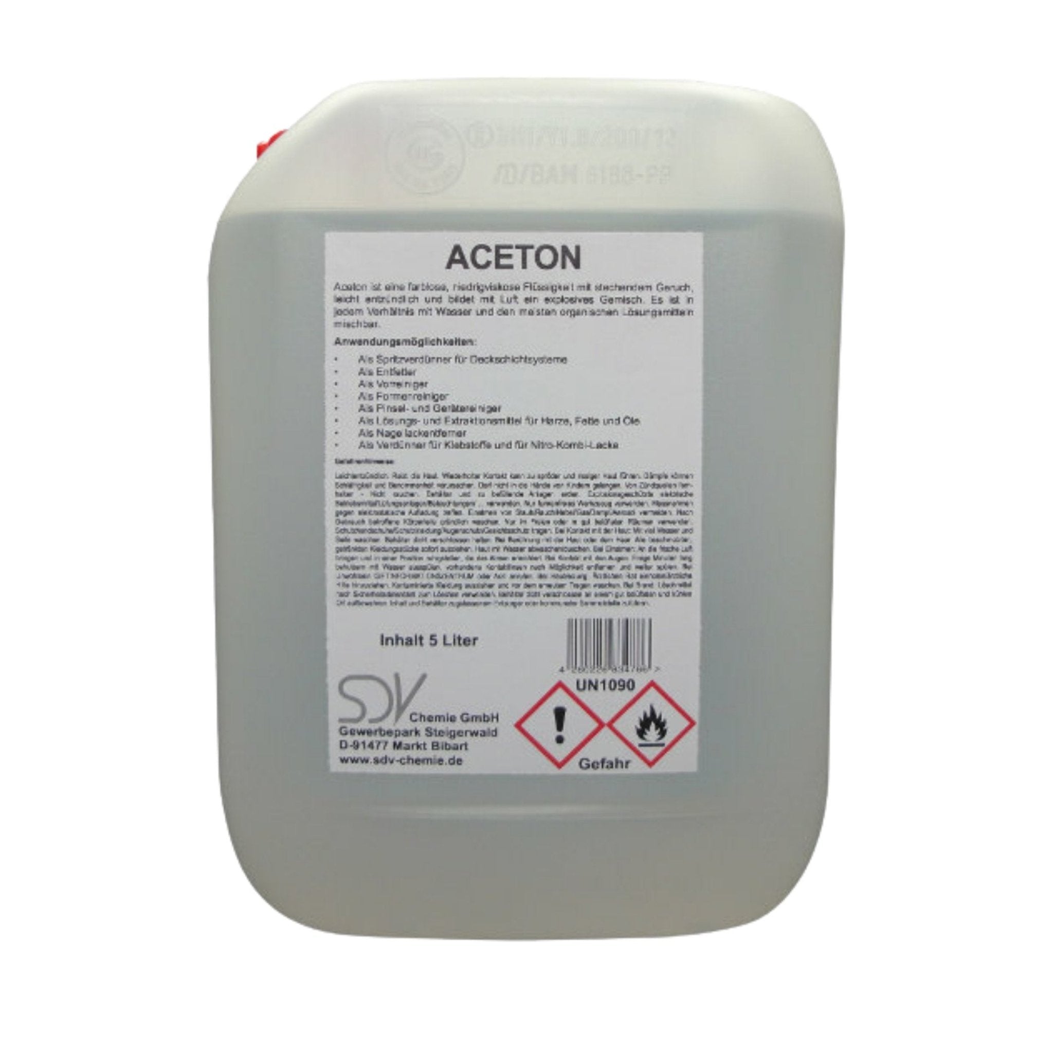 Aceton Reiniger | 5 Liter Kanister | Entfetter oder Pinselreiniger | SDV-Chemie - fivestartoolshop.com