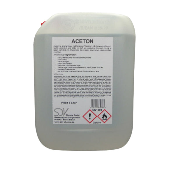Aceton Reiniger | 5 Liter Kanister | Entfetter oder Pinselreiniger | SDV-Chemie - fivestartoolshop.com