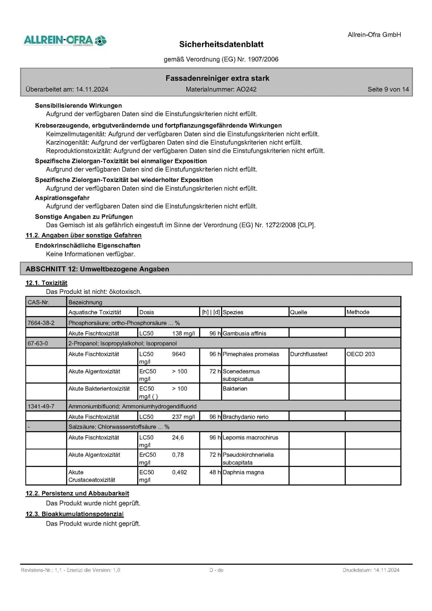 Allrein - Ofra - Fassadenreiniger extra stark - 30 Liter Kanister - fivestartoolshop.com