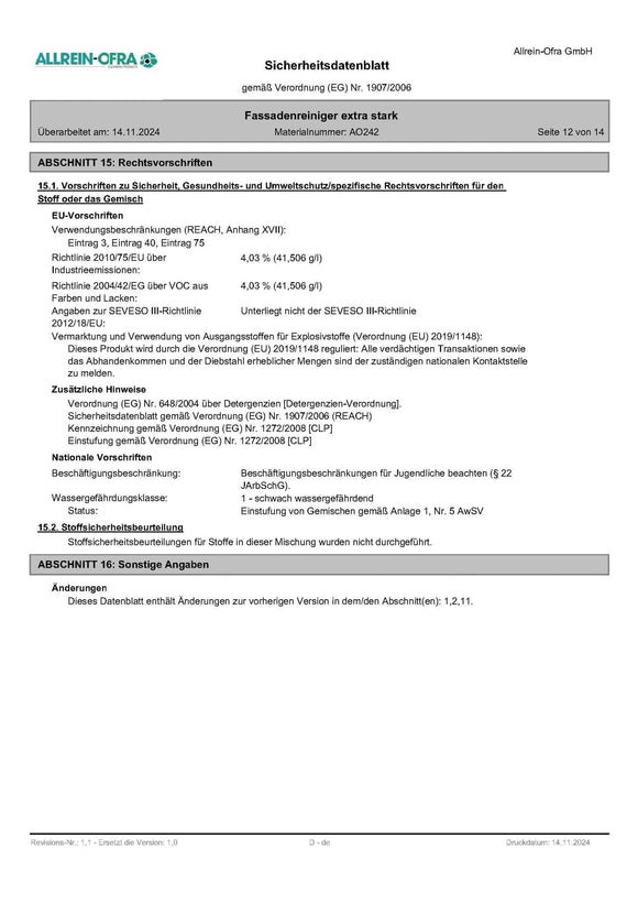 Allrein - Ofra - Fassadenreiniger extra stark - 30 Liter Kanister - fivestartoolshop.com