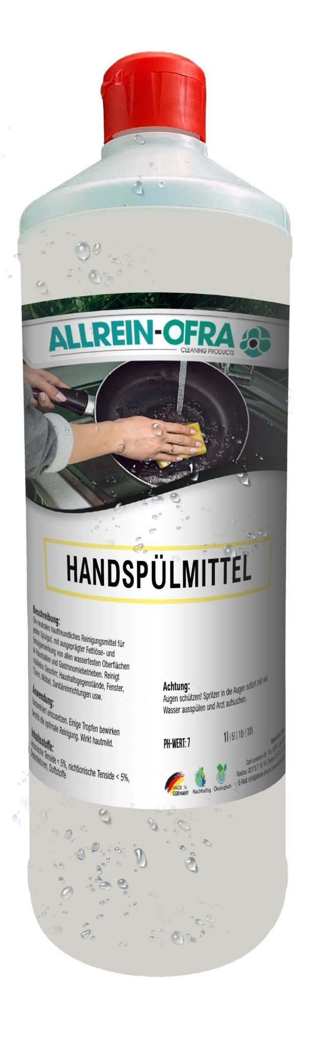 Allrein - Ofra - Handspülmittel | 1 Liter Flasche | Hotel/Gastronomie, Industriereiniger - fivestartoolshop.com