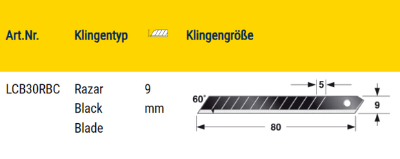 Cutterklingen | 9 mm | LCB30RBC Box | Tajima - fivestartoolshop.com