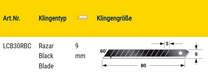 Cutterklingen | 9 mm | LCB30RBC Box | Tajima - fivestartoolshop.com