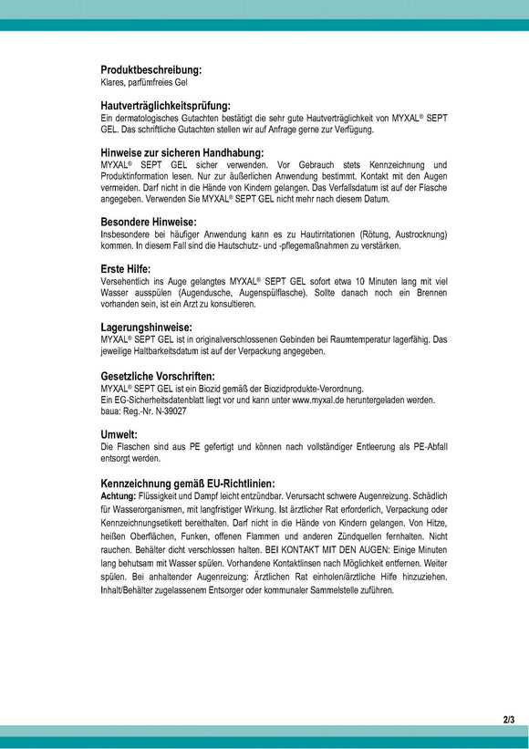 Desinfektionsgel voll-viruzid | MYXAL® SEPT GEL | 100 ml | Kittelflasche - fivestartoolshop.com