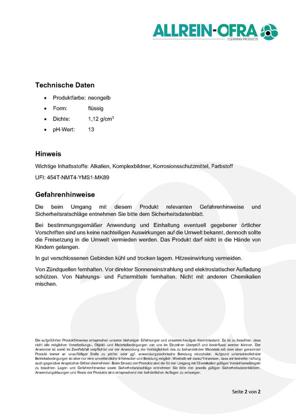 Entfetter | 5 Liter Kanister | Made in Germany | Allrein-Ofra - fivestartoolshop.com