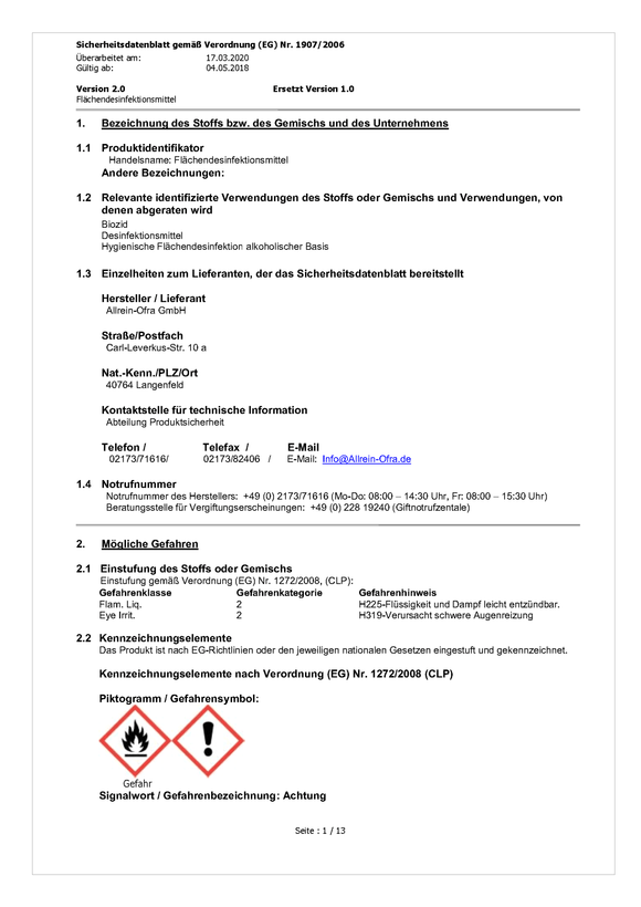 Flächendesinfektionsmittel | 1 Liter Flasche | Made in Germany - fivestartoolshop.com