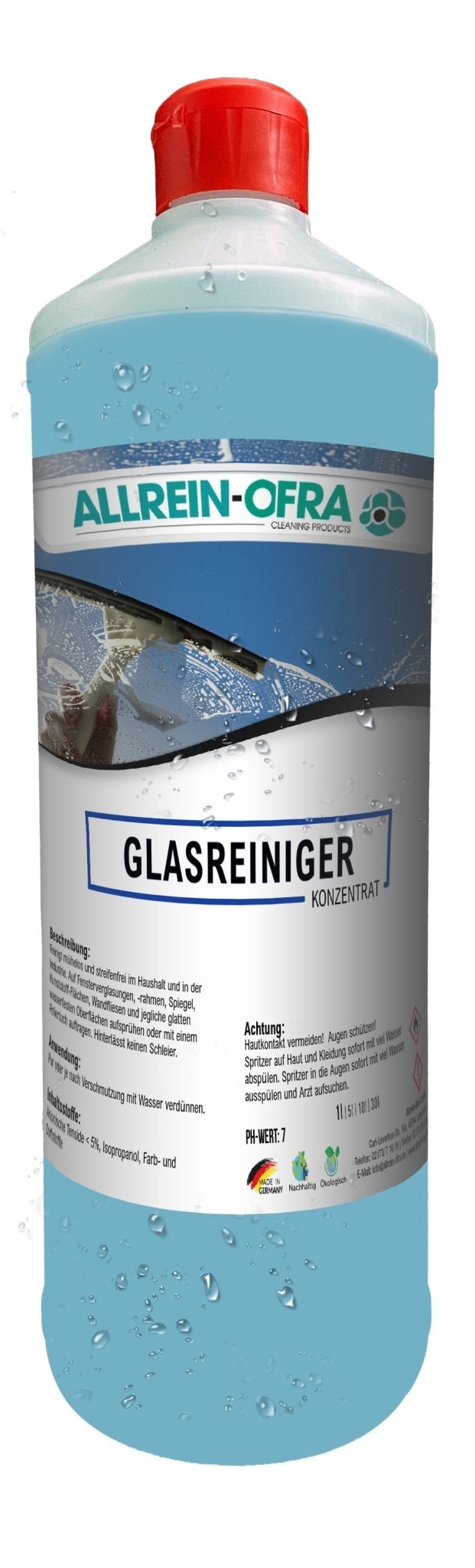 Glasreiniger | 1 Liter Flasche | für Gebäudereiniger | Hotel/Gastronomie - fivestartoolshop.com