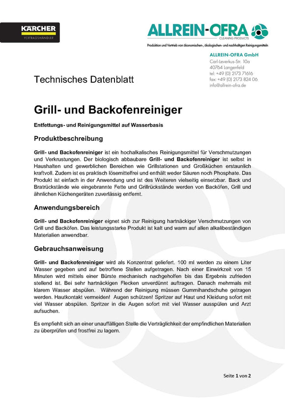 Grillreiniger | Backofenreiniger | 1 Liter - fivestartoolshop.com