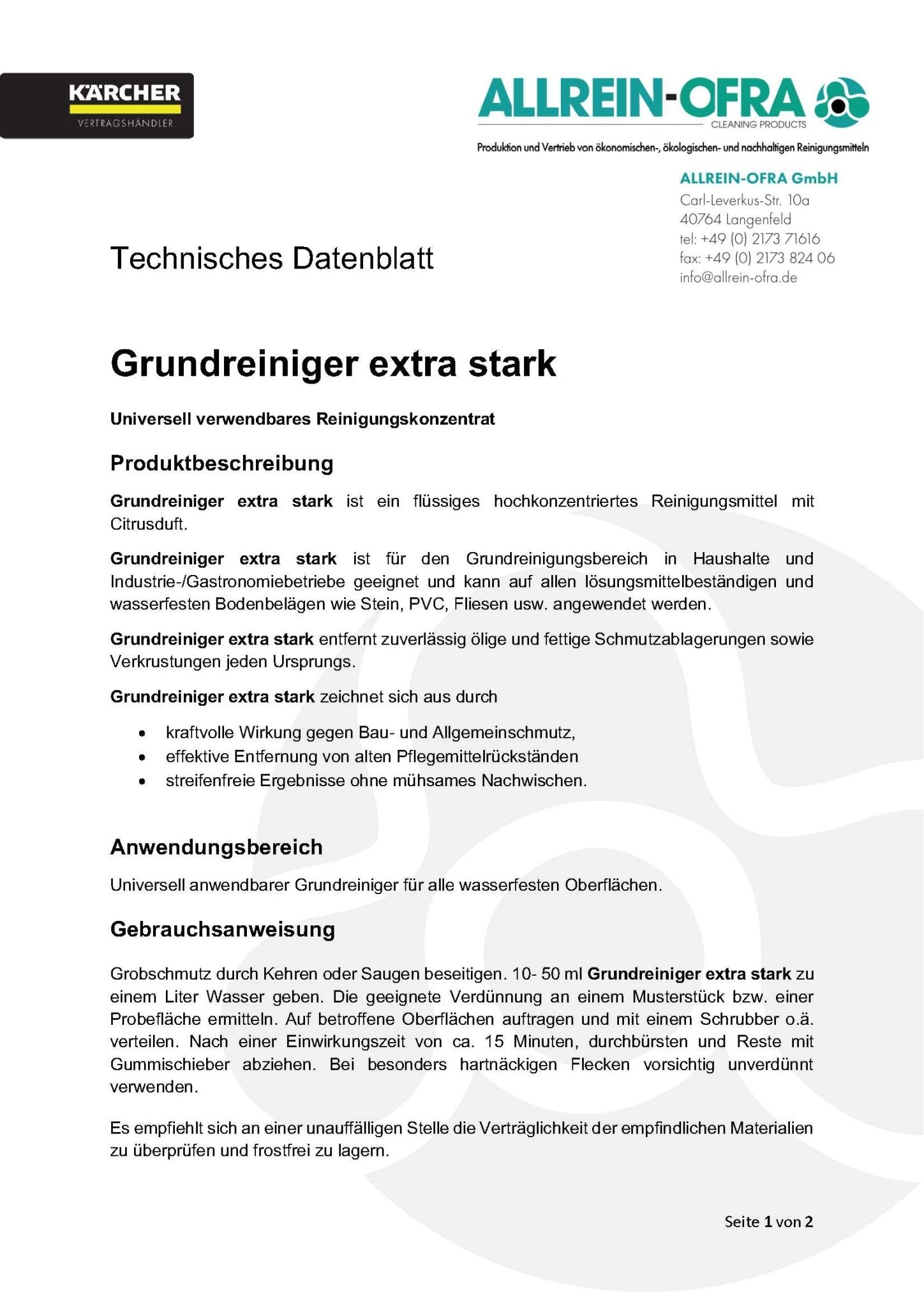 Grundreiniger extra stark | 10 Liter Kanister | Allrein-Ofra - fivestartoolshop.com