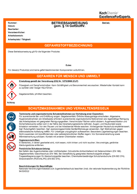 Klebstoffe, Baumharz, Farbnebel, Tintenfleck - Entferner - Eulex - 1 Liter - Koch Chemie - fivestartoolshop.com