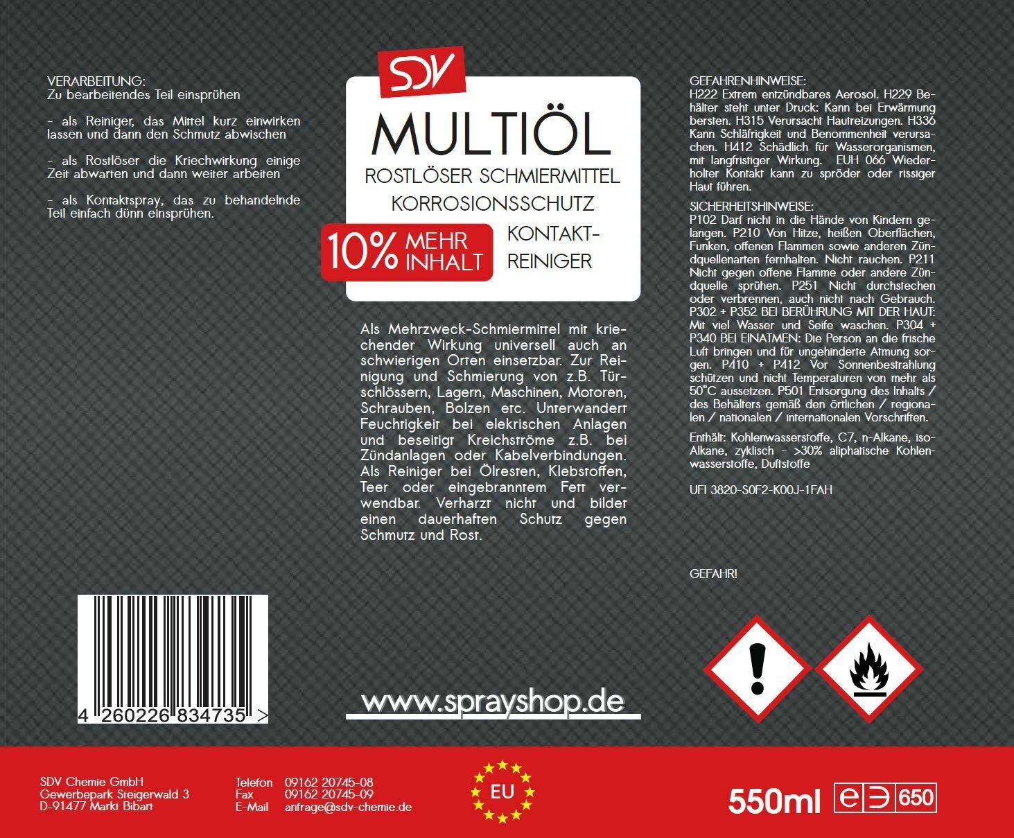 Multiöl mit Cobrakopf | umweltfreundliches Treibgas | 550ml - fivestartoolshop.com