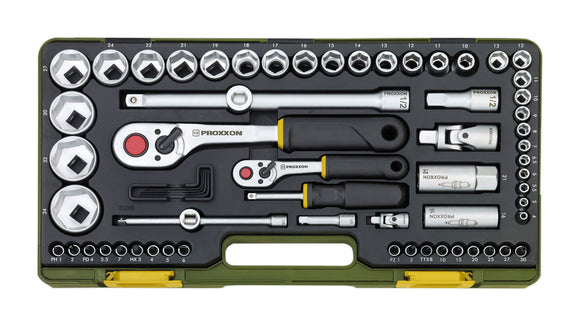 Proxxon Komplettsatz mit Knüppelratschen 1/4" und 1/2", 65 - teilig - Proxxon - fivestartoolshop.com