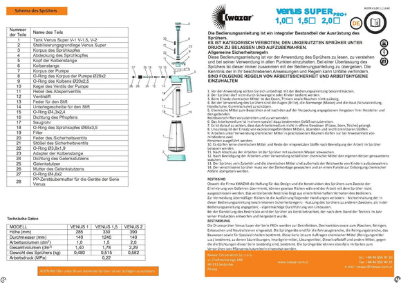 Pumpsprüher | KWAZAR | Venus Super PRO+ VITON | | 1 Liter - fivestartoolshop.com