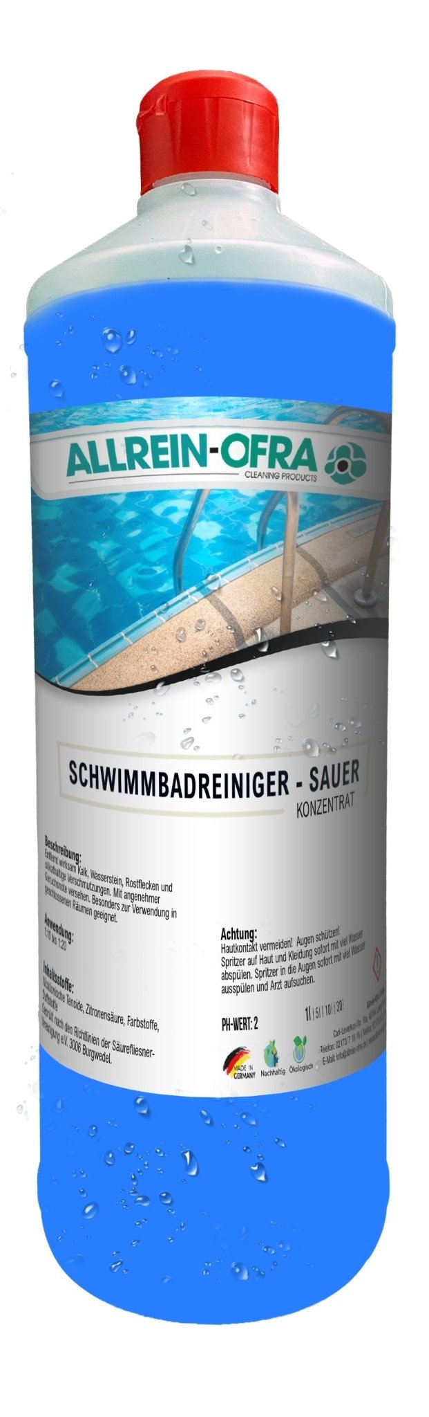 Schwimmbadreiniger | sauer | 1 Liter Flasche - fivestartoolshop.com