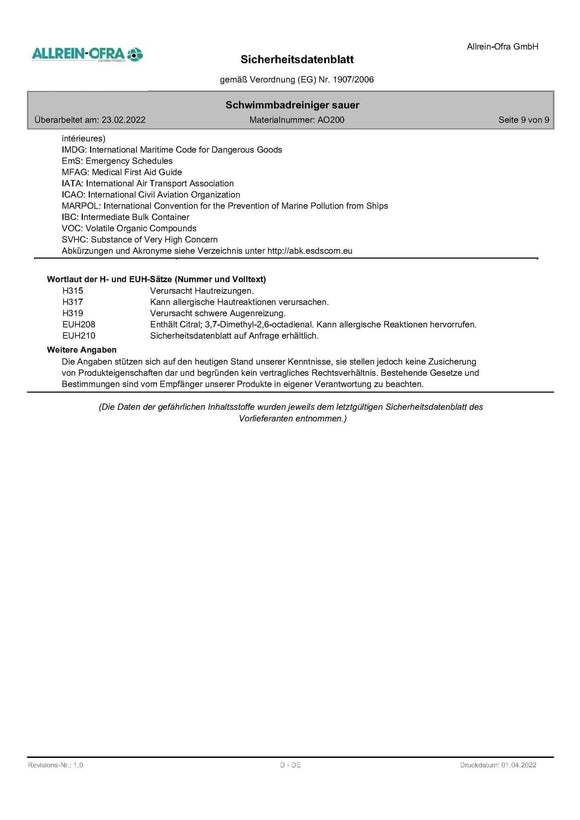 Schwimmbadreiniger | sauer | 10 Liter Kanister - fivestartoolshop.com