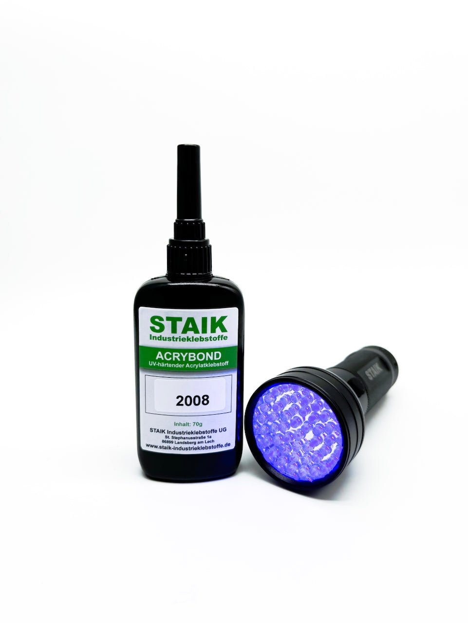 Staik - Hochleistungs - UV - Kleber für Glas und Metall - Acrybond 2008 - 70 g incl. UV - Lampe - fivestartoolshop.com