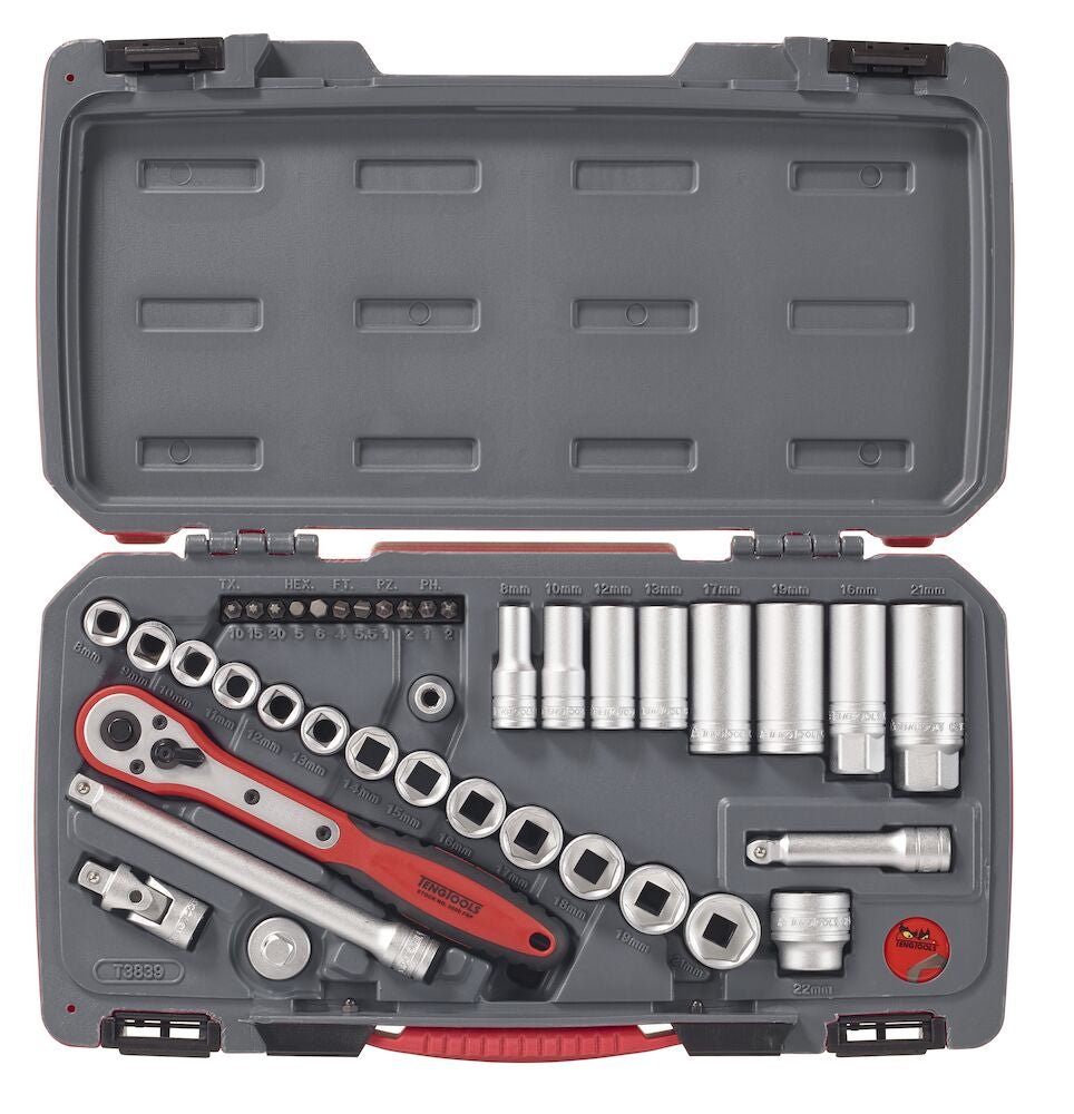 Steckschlüssel-Set | 6-KANT |39 TEILE | Tengtools | Mecca Pro 3/8"Zoll | Aktion bis 29.06.204 - fivestartoolshop.com