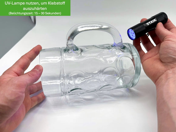 Staik - UV-Kleber für Metall und Glass - Industrieklebstoff Acrybond 2002 - 70 g incl. UV-Lampe Kleber - fivestartoolshop.com