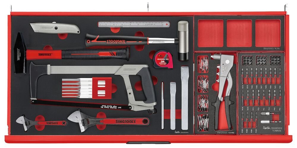 Werkzeugsatz 631 Stück Rot | Tengtools | 37" PRO Cabinet FOAM - fivestartoolshop.com