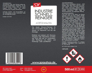 Industriereiniger Spray 500ml, Etiketten Entferner, Allzweck- Universalreiniger - fivestartoolshop.com