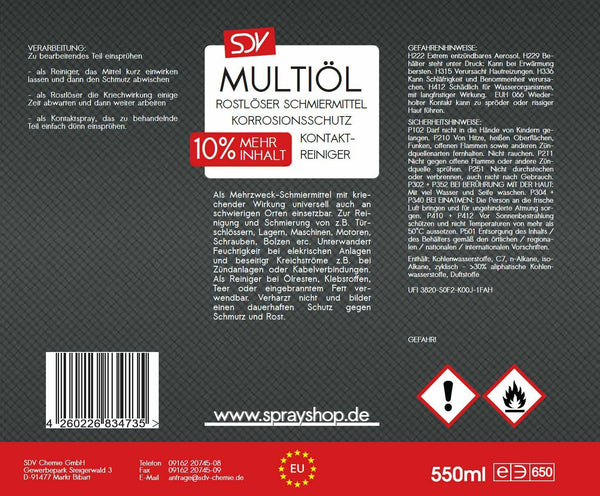 Multiöl 550ml mit Cobrakopf - 5,18 € Spraydose - fivestartoolshop.com
