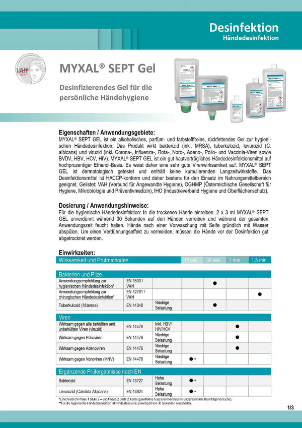 MYXAL® SEPT GEL 1-L-Varioflasche Desinfektionsgel voll-viruzid - fivestartoolshop.com